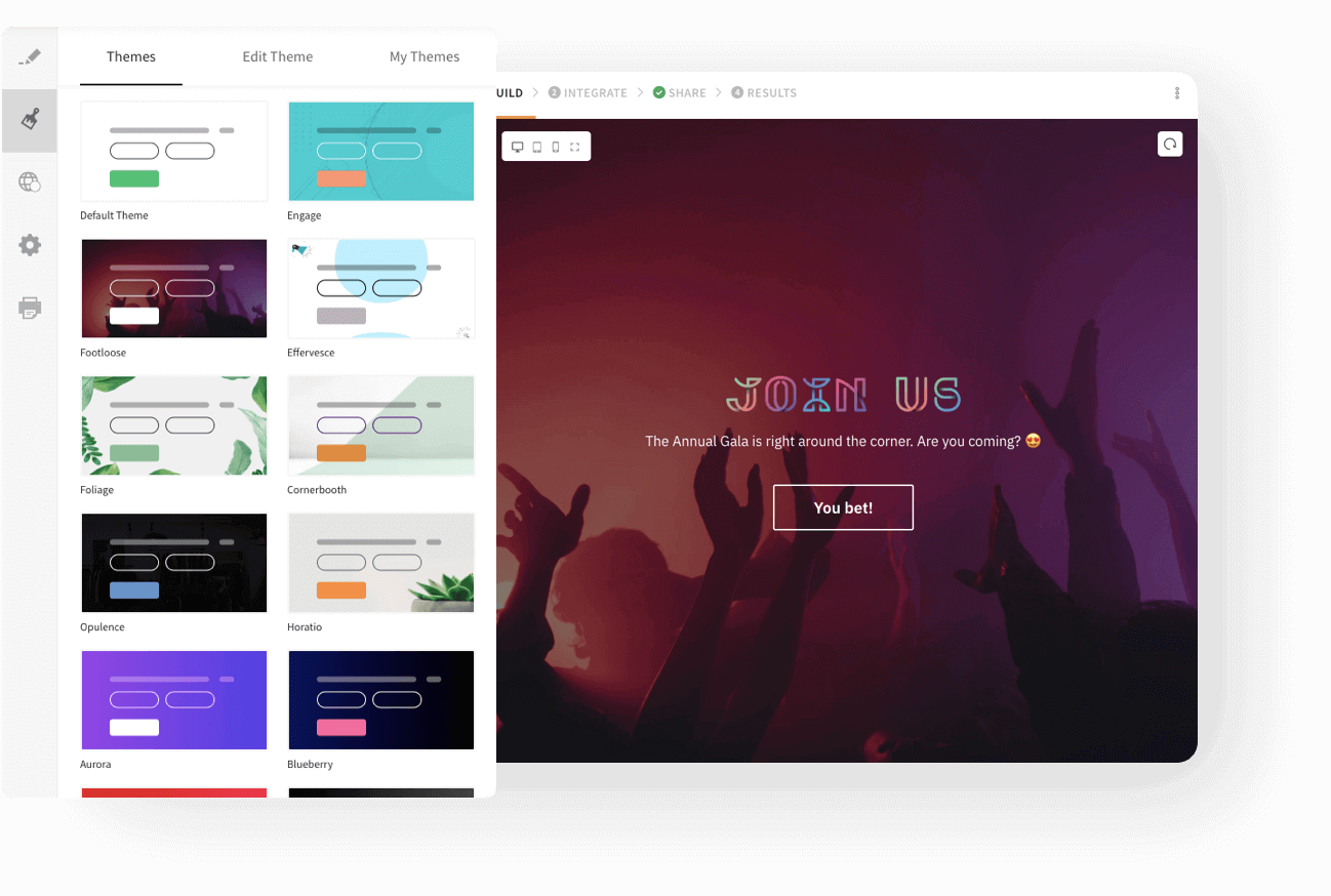 Make changed and instantly preview your surveys.